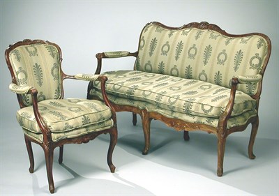 Lot 271 - Louis XV Beechwood Salon Suite Mid 18th...