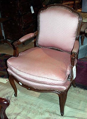 Lot 294 - Louis XV Style Upholstered Walnut Fauteuil