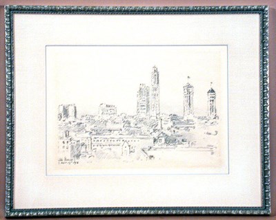 Lot 235 - Childe Hassam NEW YORK SKYLINE, LIGHT...