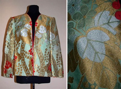 Lot 215 - Obi Silk Brocade Short Jacket 1980s Hip length,...