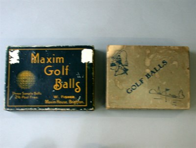 Lot 62 - A Maxim 12 box; and a decorated golf ball 12...