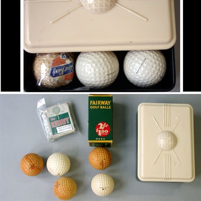 Lot 90 - A Fairway 2 box with balls; a wrapped Silver...