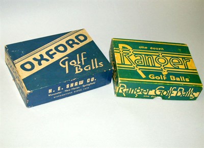 Lot 93 - A boxed dozen Ranger balls; a 12 box of Oxford...