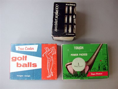 Lot 128 - A boxed dozen Burke Sweet Shot balls; a boxed...