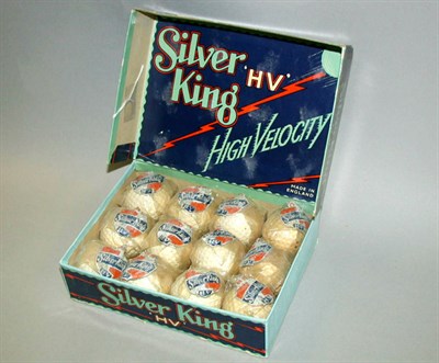 Lot 135 - A boxed dozen of Silver King HV balls. (13)