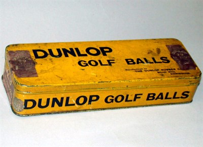 Lot 142 - A Dunlop golf ball 12 tin, yellow painted.
