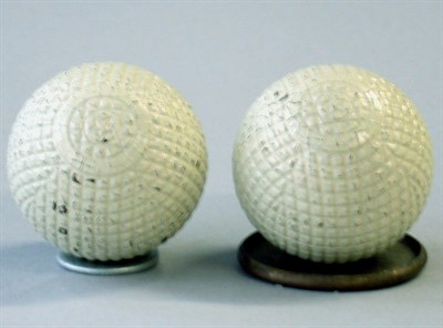 Lot 264 - A pair of BGI remade gutty balls with star...