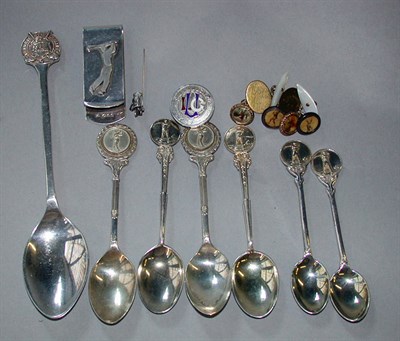 Lot 312 - A Stanmore G. C.silver spoon; three pairs of...