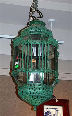 Lot 521 - Moroccan Painted Tin Four-Light Lantern