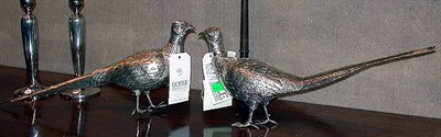 Lot 423 - Pair of Continental Silver Pheasants Total...