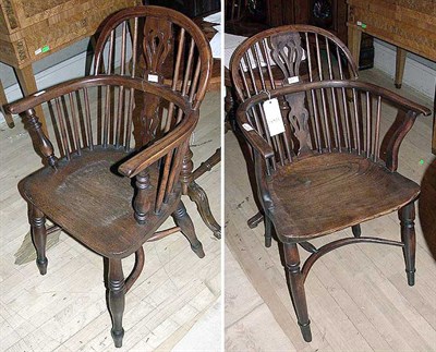 Lot 220 - Pair of Georgian Style Elm Windsor Chairs