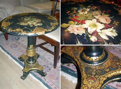 Lot 600 - Victorian Black Lacquered Gilt Decorated...
