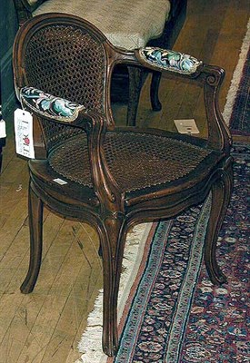 Lot 250 - Pair of Louis XV Style Caned and Walnut...