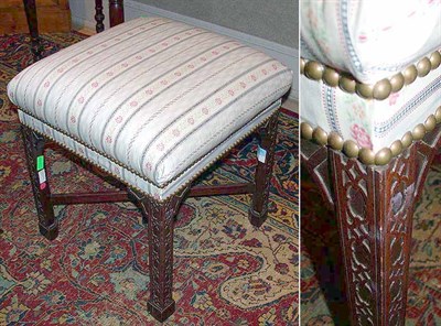 Lot 442 - Georgian Style Upholstered Mahogany Stool