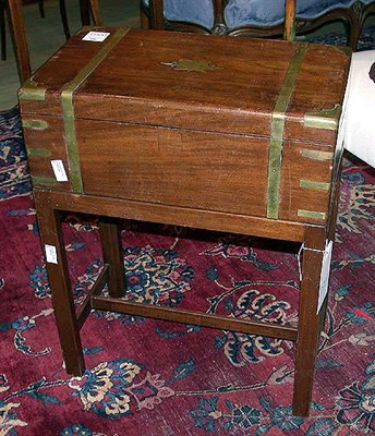 Lot 566 - Victorian Brass Bound Mahogany Lap Desk on Stand