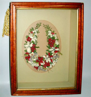 Lot 421 - Woolwork Picture Shadowbox A garland of...
