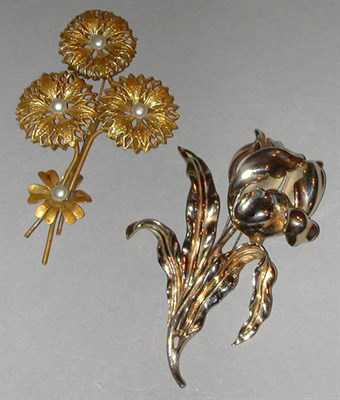 Lot 427 - Trifari and Joseff Flower Brooches 1940s The...