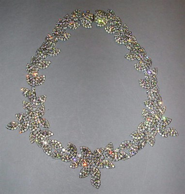 Lot 434 - Rhinestone Vinery Necklace 1940s Linked floral...