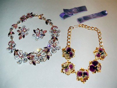 Lot 449 - Two Flower Necklaces 1940s/60s The first of...