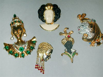 Lot 430 - Group of Face Pins Comprising a gilt-metal...