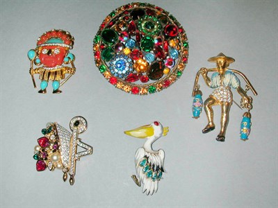 Lot 431 - Group of Five Figural and Other Pins...