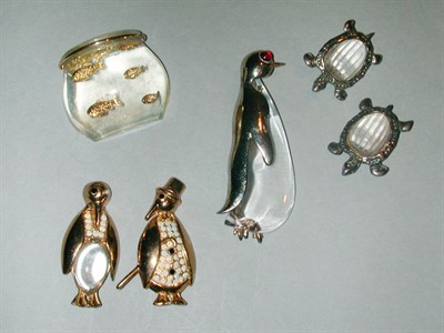 Lot 432 - Group of Clear Lucite Figural Pins Comprising...