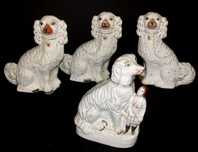 Lot 400 - Group of Four Staffordshire Pottery Spaniels...