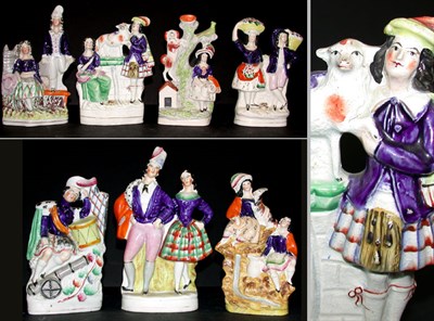 Lot 375 - Group of Seven Staffordshire Pottery Figures...