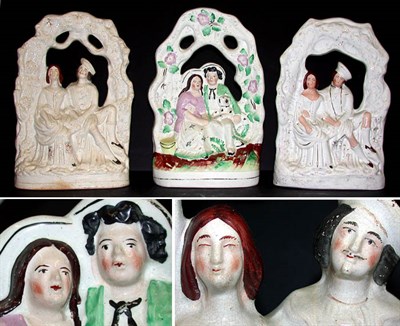 Lot 430 - Group of Three Staffordshire Pottery Figural...