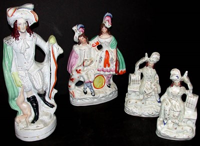 Lot 74 - Group of Four Staffordshire Pottery Figural...