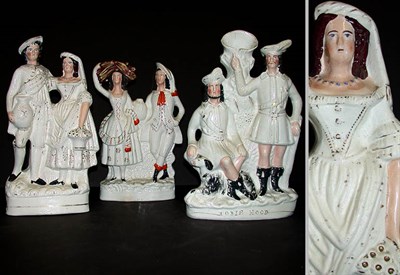 Lot 190 - Group of Three Staffordshire Pottery Figural...