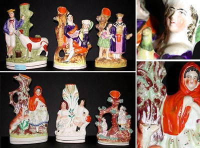 Lot 275 - Group of Six Staffordshire Pottery Figural...