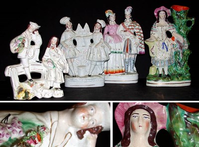 Lot 133 - Group of Four Staffordshire Pottery Figural...