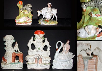 Lot 136 - Group of Five Staffordshire Pottery Figures...