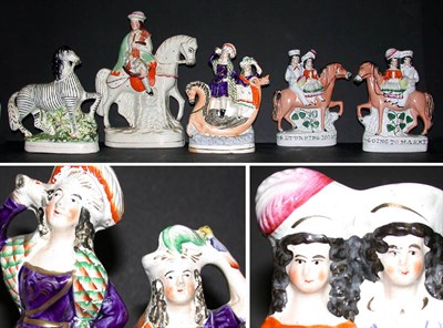 Lot 109 - Group of Five Staffordshire Pottery Figures...