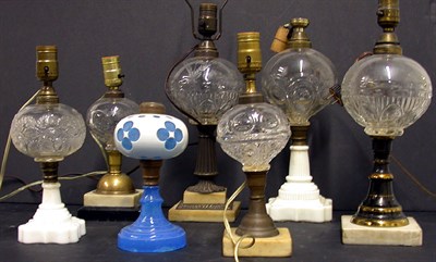 Lot 406 - Miscellaneous Group of Seven Glass Fluid Lamps...
