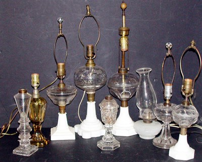 Lot 252 - Miscellaneous Group of Nine Glass Fluid Lamps...