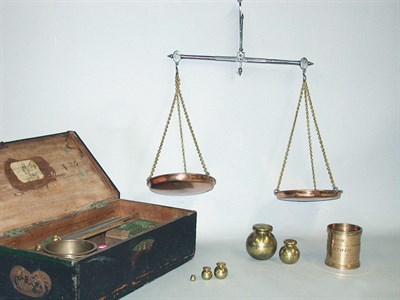 Lot 393 - Brass and Copper Scale and Weights Dutton &...