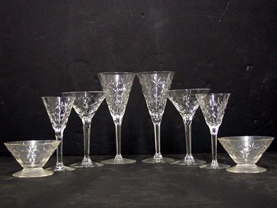 Lot 130 - Set of Cut Glass Stemware Approximately...