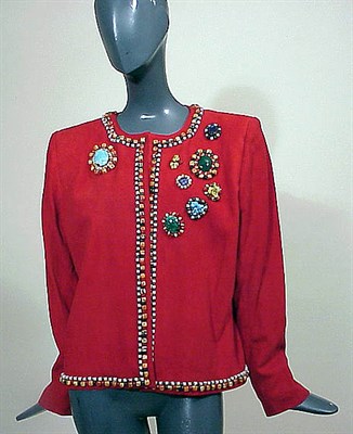Lot 160 - YSL Rive Gauche Jeweled Lamb Suede Jacket...