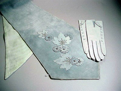 Lot 266 - Hermes Leather Scarf and Glove Ensemble Pastel...
