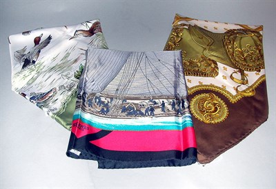 Lot 262 - Group of Three Hermes Scarves Comprising Halte...