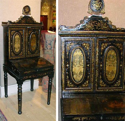 Lot 148 - Chinese Export Lacquered Work Desk on Stand...