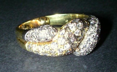 Lot 143 - Pave Diamond Ring 14 kt. yellow gold, of swirl...