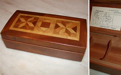 Lot 604 - WHITE HOUSE. Inlaid mahogany box made from...
