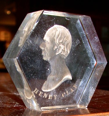 Lot 603 - HENRY CLAY. Itaglio glass paperweight of...