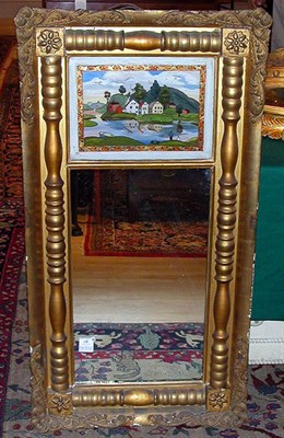 Lot 118 - Classical Gilt-Wood Mirror With an eglomise...