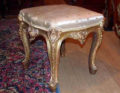 Lot 171 - Louis XV Style Upholstered Gilt-Wood Stool...