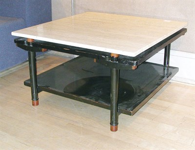 Lot 127 - Lacquer and Marble Low Table The square...