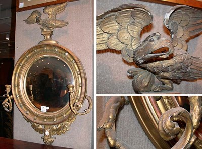 Lot 179 - Federal Style Gilt-Wood Convex Mirror Of...
